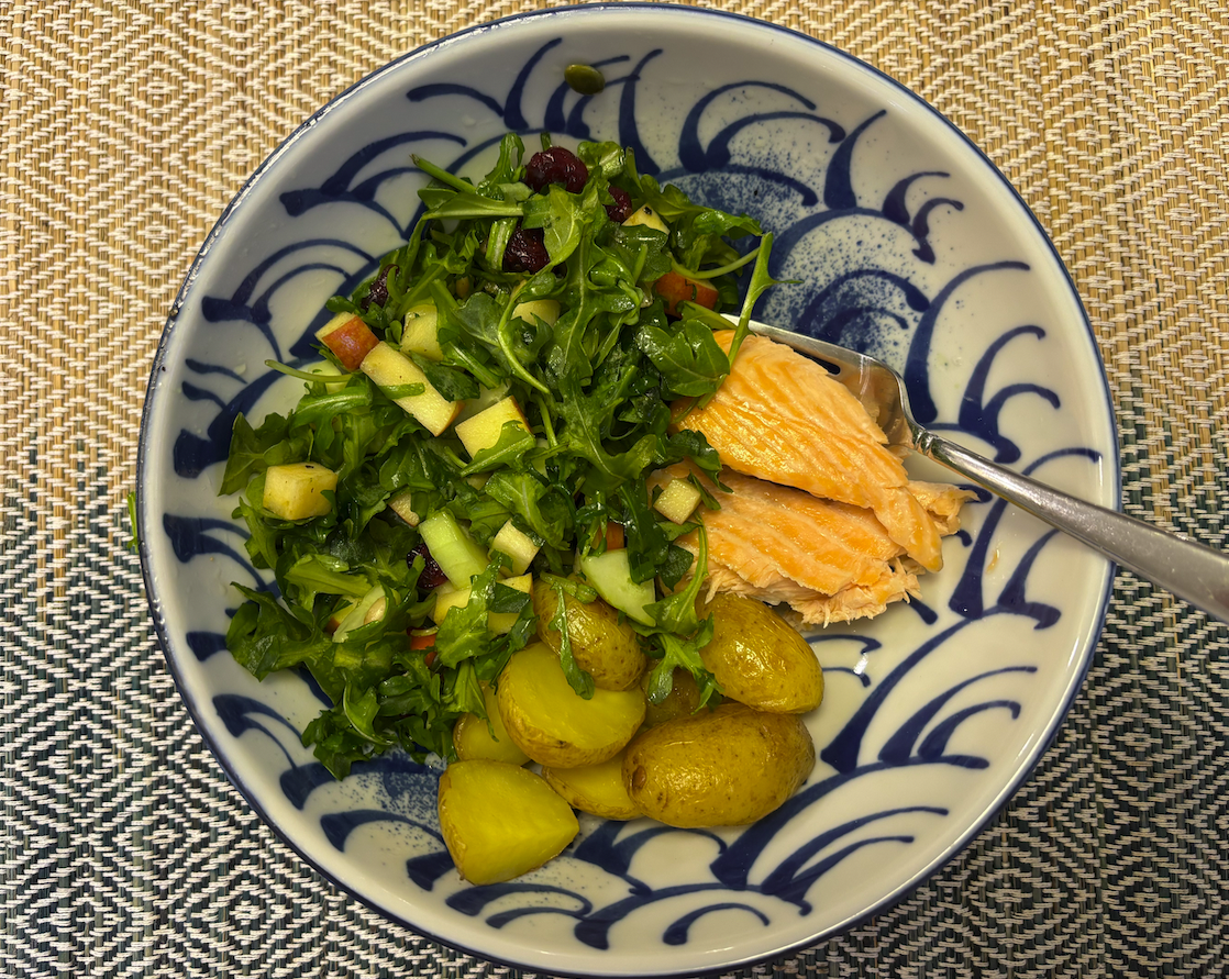 Arugula with apple and dried cranberries