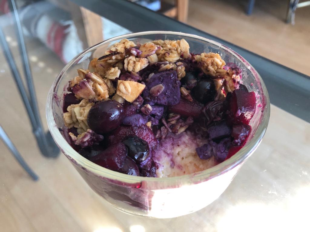 Hearty blueberry breakfast cobbler